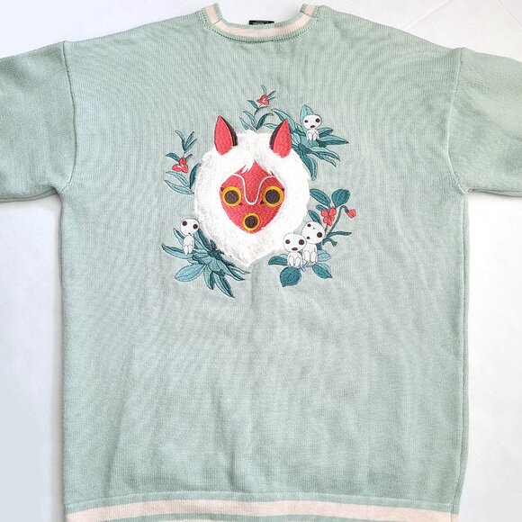 Japanese Anime Studio Ghibli Princess Mononoke Embroidered Cardigan Sz Large - Picture 9 of 12